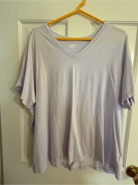 Lands' End Women's Light Lavender V-Neck Short Sleeve Tee